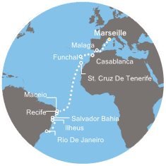Francúzsko, Španielsko, Maroko, Portugalsko, Brazília z Marseille na lodi Costa Favolosa