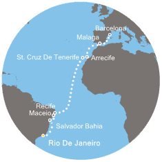 Brazília, Španielsko z Rio de Janeira na lodi Costa Favolosa