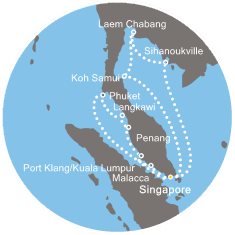 Singapur, Kambodža, Thajsko, Malajzia, na lodi Costa Fortuna
