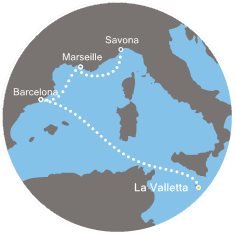 Malta, Španielsko, Francúzsko, Taliansko z Valletty na lodi Costa Fascinosa