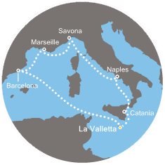 Taliansko, Malta, Španielsko, Francúzsko z Valletty na lodi Costa Fascinosa