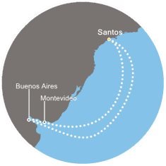 Brazília, Argentína, Uruguaj zo Santosu na lodi Costa Favolosa
