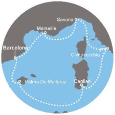 Španielsko, Taliansko, Francúzsko z Palmy de Mallorca na lodi Costa Diadema
