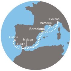 Španielsko, Taliansko, Francúzsko, Portugalsko z Barcelony na lodi Costa Favolosa
