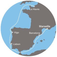 Francúzsko, Španielsko, Portugalsko z Marseille na lodi Costa Favolosa