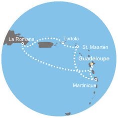 Guadeloupe, Dominikánska republika, Britské Panenské ostrovy, Svatý Martin, Martinik z Pointe-à-Pitre na lodi Costa Favolosa
