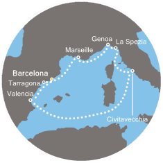 Španielsko, Taliansko, Francúzsko z Barcelony na lodi Costa Fortuna