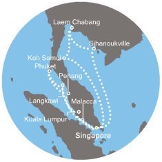 Singapur, Malajzia, Thajsko, Kambodža na lodi Costa Fortuna