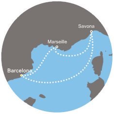 Španielsko, Taliansko, Francúzsko z Barcelony na lodi Costa Fascinosa