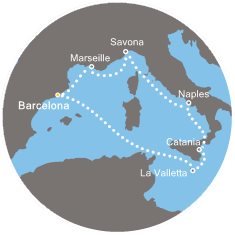 Španielsko, Francúzsko, Taliansko, Malta z Barcelony na lodi Costa Fascinosa