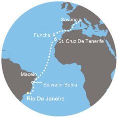 Brazília, Portugalsko, Taliansko z Rio de Janeira na lodi Costa Pacifica