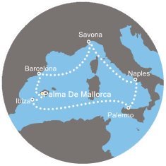 Španielsko, Taliansko z Palmy de Mallorca na lodi Costa Fascinosa