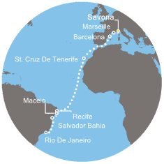 Taliansko, Francúzsko, Španielsko, Brazília zo Savony na lodi Costa Pacifica