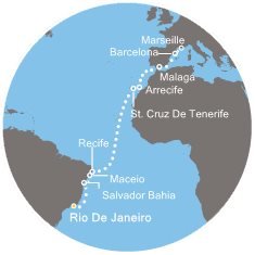 Brazília, Španielsko, Francúzsko z Rio de Janeira na lodi Costa Favolosa
