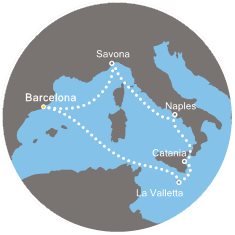 Španielsko, Taliansko, Malta z Barcelony na lodi Costa Fascinosa