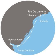 Brazília, Uruguaj, Argentína z Rio de Janeira na lodi Costa Fascinosa