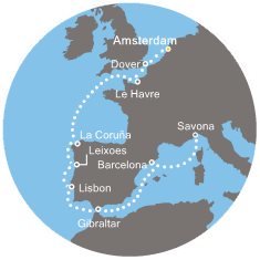 Holandsko, Veľká Británia, Francúzsko, Španielsko, Portugalsko, Gibraltár, Taliansko z Amsterdamu na lodi Costa Pacifica