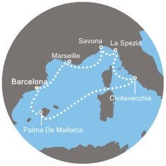 Španielsko, Taliansko, Francúzsko z Barcelony na lodi Costa Smeralda