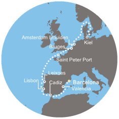 Španielsko, Portugalsko, Korunní závislé území Velké Británie, Belgicko, Holandsko, Nemecko z Barcelony na lodi Costa Pacifica