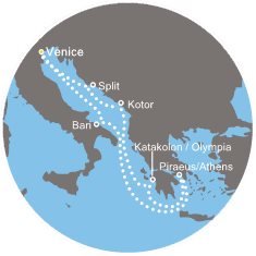 Taliansko, Chorvátsko, Čierna Hora, Grécko z Benátok na lodi Costa Deliziosa