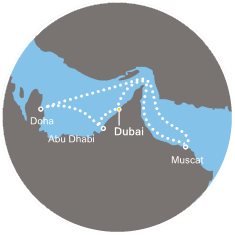 Spojené arabské emiráty, Omán, Katar z Dubaja na lodi Costa Diadema