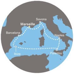 Francúzsko, Taliansko, Španielsko z Marseille na lodi Costa Diadema
