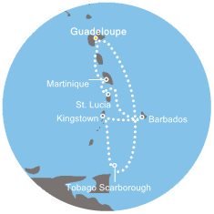 Guadeloupe, Trinidad a Tobago, Svätý Vincent a Grenadiny, Barbados, Svätá Lucia, Martinik z Pointe-à-Pitre na lodi Costa Favolosa