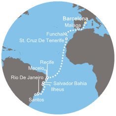 Španielsko, Portugalsko, Brazília z Barcelony na lodi Costa Fascinosa