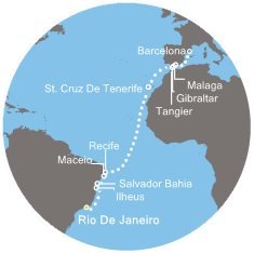 Brazília, Španielsko, Maroko, Gibraltár z Rio de Janeira na lodi Costa Fascinosa