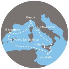 Španielsko, Malta, Taliansko z Barcelony na lodi Costa Pacifica