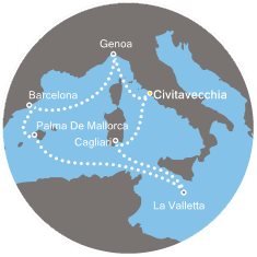 Taliansko, Španielsko, Malta z Civitavechie na lodi Costa Pacifica