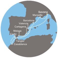 Taliansko, Francúzsko, Španielsko, Maroko zo Savony na lodi Costa Favolosa