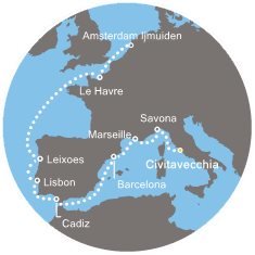 Taliansko, Francúzsko, Španielsko, Portugalsko, Holandsko z Civitavechie na lodi Costa Favolosa