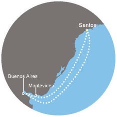 Brazília, Argentína, Uruguaj zo Santosu na lodi Costa Fascinosa
