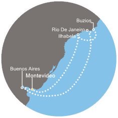 Uruguaj, Argentína, Brazília z Montevidea na lodi Costa Pacifica