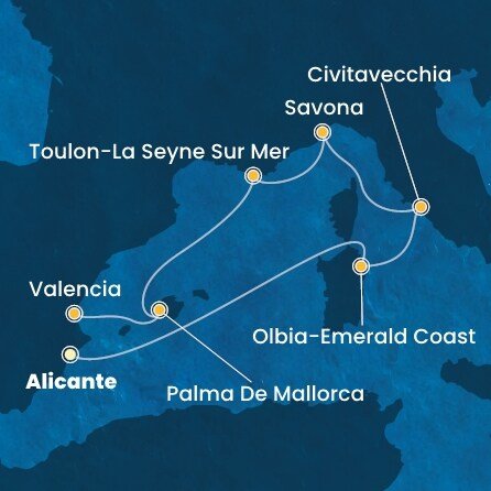 Španielsko, Taliansko, Francúzsko z Alicante na lodi Costa Pacifica