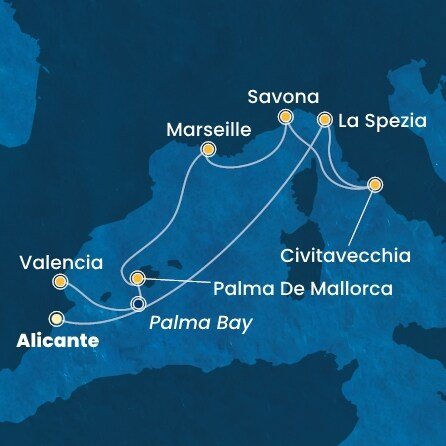 Španielsko, Taliansko, Francúzsko z Alicante na lodi Costa Pacifica
