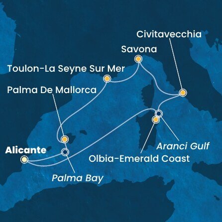 Španielsko, Taliansko, Francúzsko z Alicante na lodi Costa Pacifica