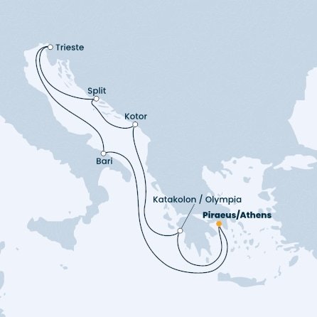 Grécko, Taliansko, Chorvátsko, Čierna Hora z Pireusu na lodi Costa Deliziosa