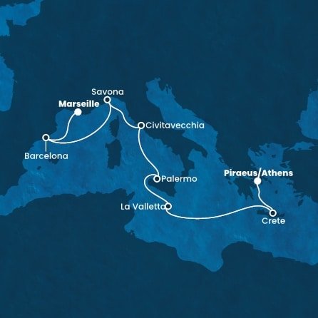 Grécko, Malta, Taliansko, Španielsko, Francúzsko z Pireusu na lodi Costa Fortuna