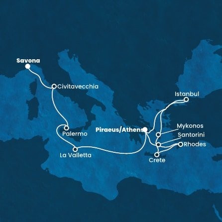 Grécko, Turecko, Malta, Taliansko z Pireusu na lodi Costa Fortuna