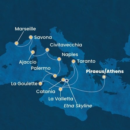 Grécko, Malta, Taliansko, Tunisko, Francúzsko z Pireusu na lodi Costa Fascinosa