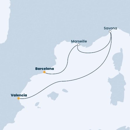 Španielsko, Francúzsko, Taliansko z Barcelony na lodi Costa Diadema