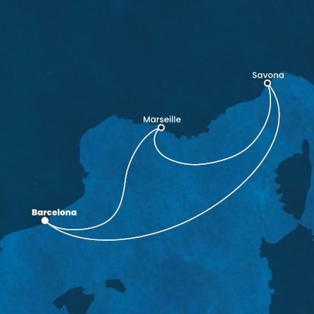 Španielsko, Taliansko, Francúzsko z Barcelony na lodi Costa Fascinosa