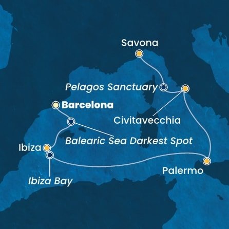 Španielsko, Taliansko z Barcelony na lodi Costa Toscana