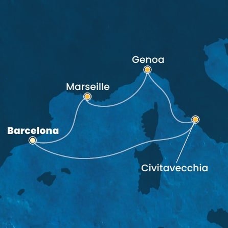 Španielsko, Taliansko, Francúzsko z Barcelony na lodi Costa Toscana