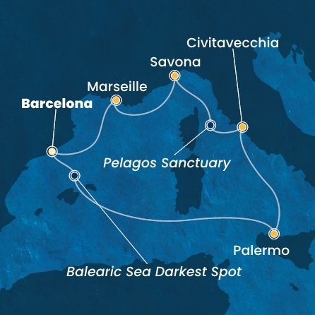 Španielsko, Taliansko, Francúzsko z Barcelony na lodi Costa Toscana