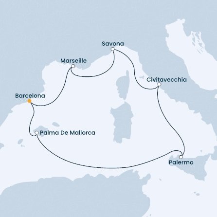 Španielsko, Taliansko, Francúzsko z Barcelony na lodi Costa Smeralda