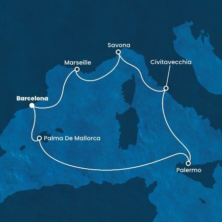 Španielsko, Taliansko, Francúzsko z Barcelony na lodi Costa Smeralda