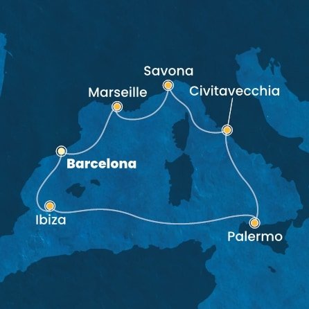 Španielsko, Taliansko, Francúzsko z Barcelony na lodi Costa Smeralda
